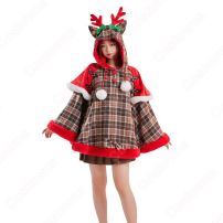 クリスマス コスプレ衣装 可愛い トナカイ マント 防寒 帽子付きマント クリスマスプレゼント 大人 女性 冬(サンタ衣装)