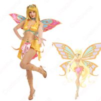 Winx Club ステラ（Stella） コスプレ衣装 太陽と月と星の妖精 cosplay 仮装 変装(Winx Club（ウィンクス・クラブ） コスプレ衣装)