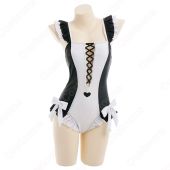 メイド 水着 黒と白のメイド服 可愛い レオタード 水着ボディスーツ(仮装コスプレ衣装でおすすめの商品)
