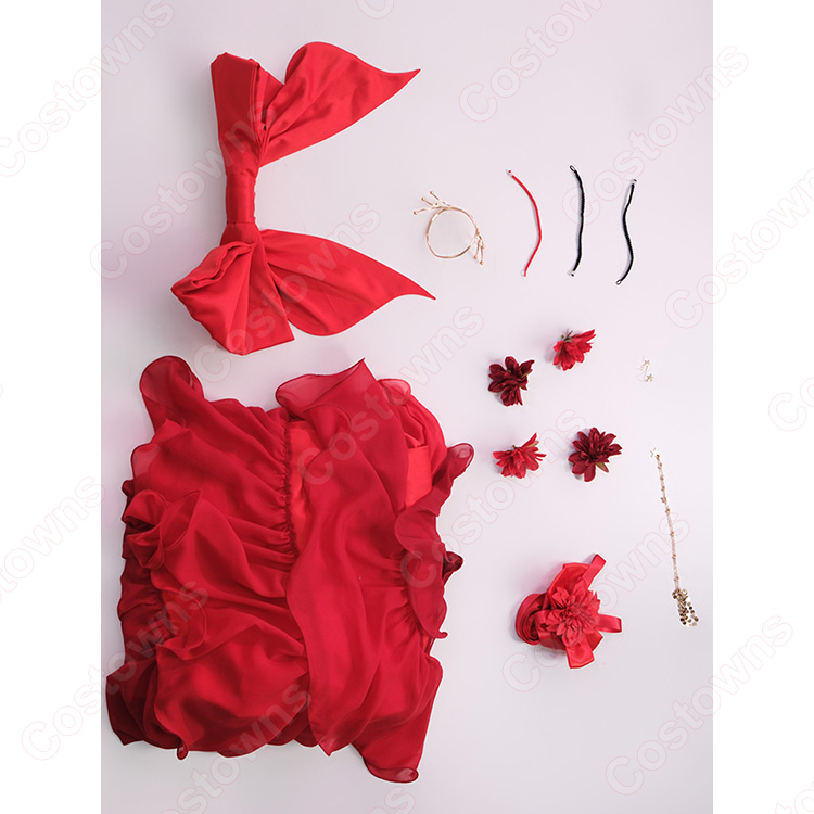 ファイナルファンタジーVII エアリス・ゲインズブール コスプレ衣装 赤