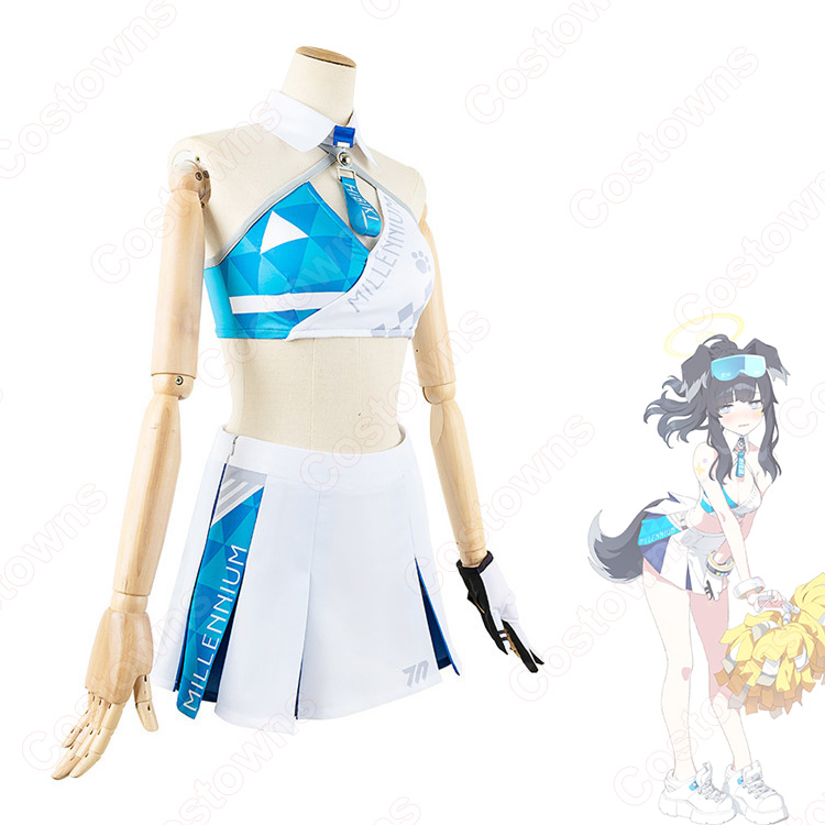M*読様 ブルアカ チア ヒビキ コスプレ衣装 フルセット ブルーアーカイブ 猫塚ヒビキ コスプレ衣装 応援団 チアリーダー衣装