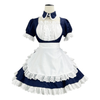 メイド服 コスプレ衣装 紺 メイド スタイリッシュ 女装 ハロウィン 公演 ステージ 人気 仮装 コスチューム(202×202)