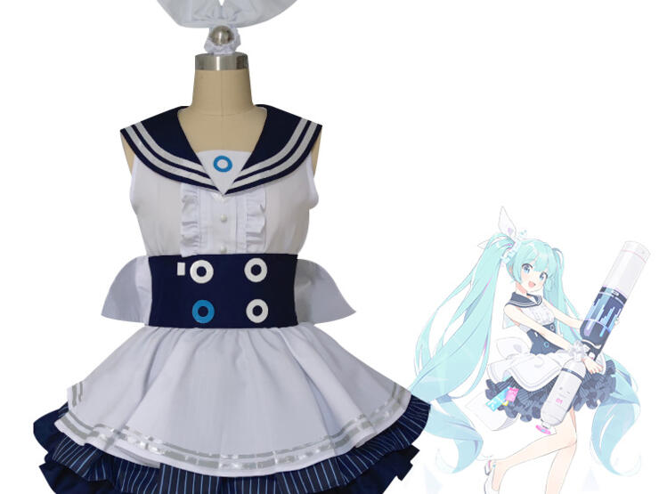 フルセット漫語屋　初音ミク　メイド服　コスプレ衣装 漫語屋 初音ミク メイド服 コスプレ衣装 ウィッグ追加可