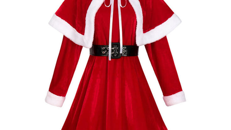 2023 クリスマス ワンピース クリスマスドレス 長袖 マント 仮装 
