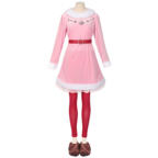 2023 クリスマス衣装 ピンク 長袖 ワンピース テーマパーティー衣装 演出服 サイズ S~XXL