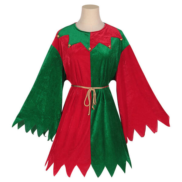2023 クリスマス衣装 ワンピース テーマパーティー衣装 サンタコスプレ 3点セット(帽子、紐飾り、ワンピース)元の画像
