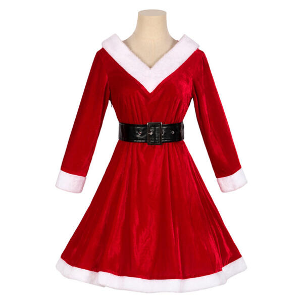 2023 クリスマス衣装 コスプレ テーマパーティー衣装 長袖 Vネック ワンピース元の画像