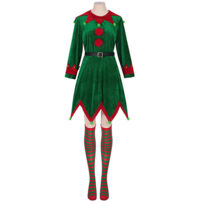 2023 クリスマス衣装 コスプレ 赤 緑 エルフ パフォーマンス 衣装 長袖 ワンピース(サンタ衣装)