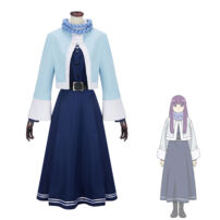 葬送のフリーレン フェルン コスプレ衣装 北側諸国の冬 冬服（水色コート、ワンピース、マフラー、ベルト）(葬送のフリーレン コスプレ衣装)