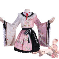 プロジェクトセカイ カラフルステージ！ feat. 初音ミク 暁山瑞希 コスプレ衣装 優しさに励まされて 和風ロリータファッション 衣装(プロジェクトセカイ カラフルステージ！ feat. 初音ミク コスプレ衣装)