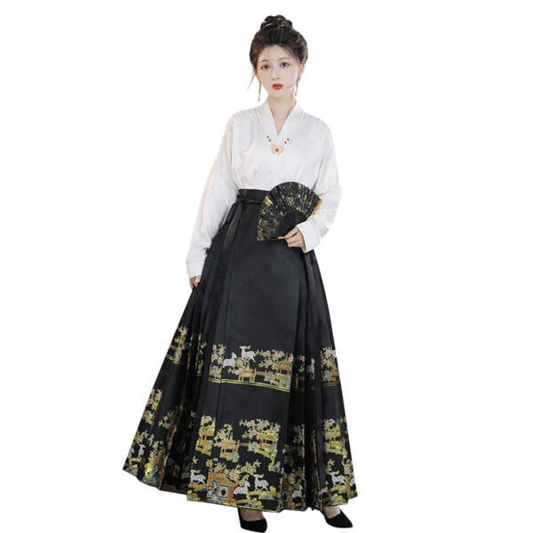中華 漢服 馬面裙 中華風 スカート 2点 セット元の画像