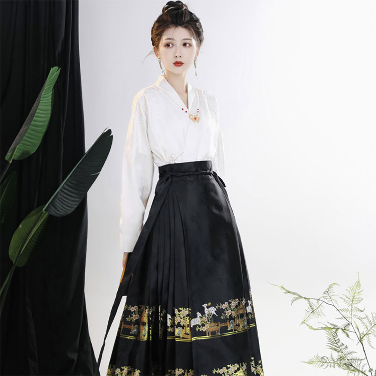 中華 漢服 馬面裙 中華風 スカート 2点 セット - Costowns