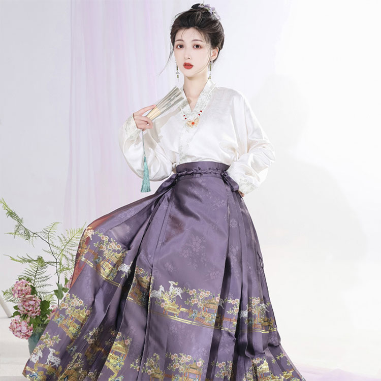 中華 漢服 馬面裙 中華風 スカート 2点 セット - Costowns