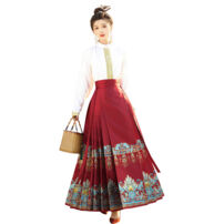 中華 漢服 馬面裙 中華風 スカート 2点 セット(立襟トップス、スカート)(その他 コスプレ衣装)