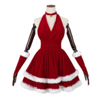 クリスマス コスプレ衣装 サンタ テーマパーティー衣装 レディース セクシー ホルターネックドレス 大人用(サンタ衣装)