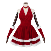クリスマス コスプレ衣装 サンタ テーマパーティー衣装 レディース セクシー ホルターネックドレス 大人用(202×202)